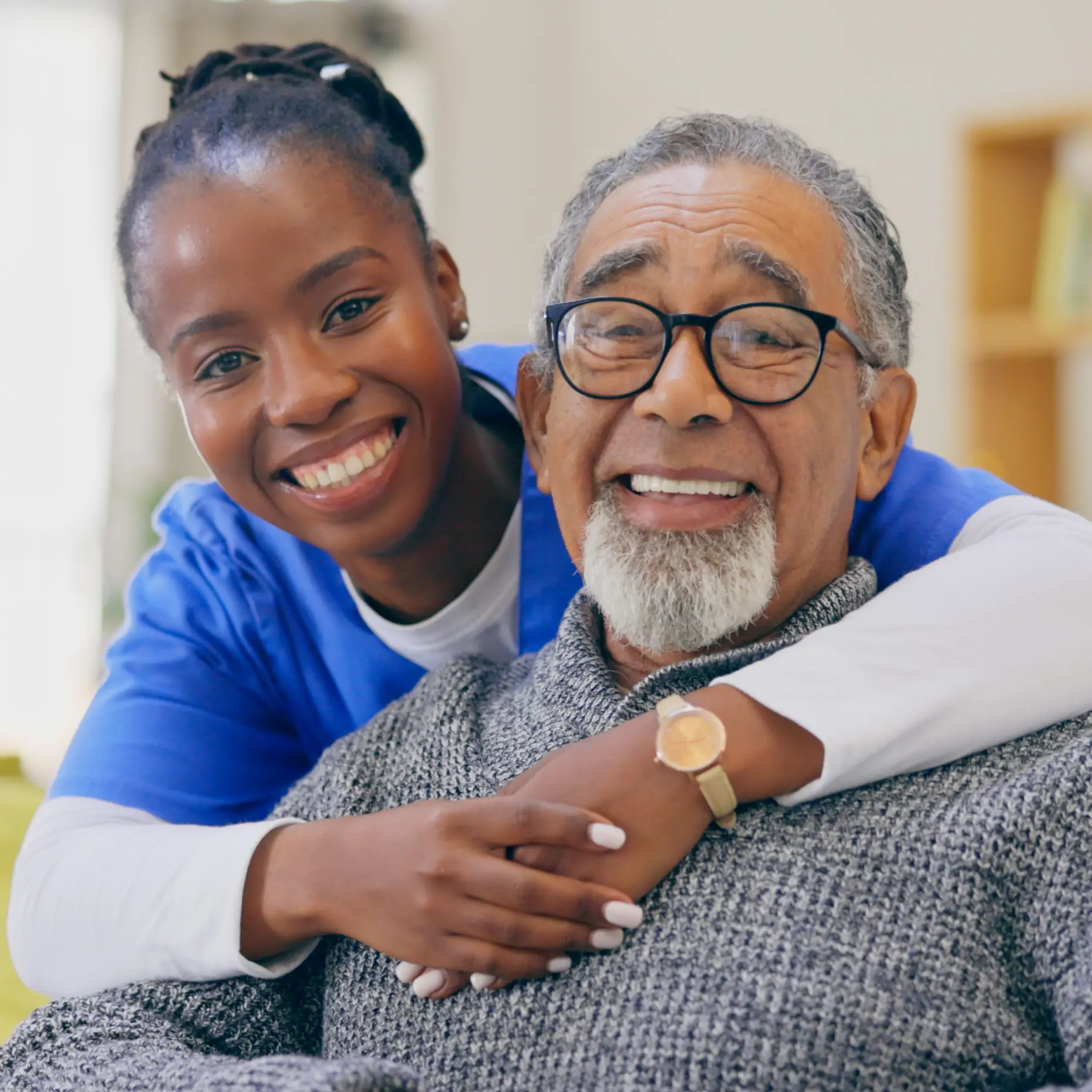 New York Care professional supporting an older adult, representing compassionate care coordination and family support.